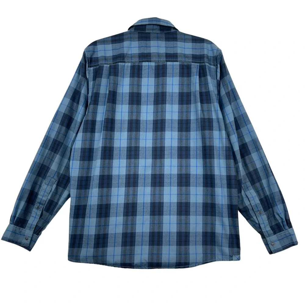 The North Face Flannel Shirt Men's Medium Blue Plaid Button Up Long Sleeves